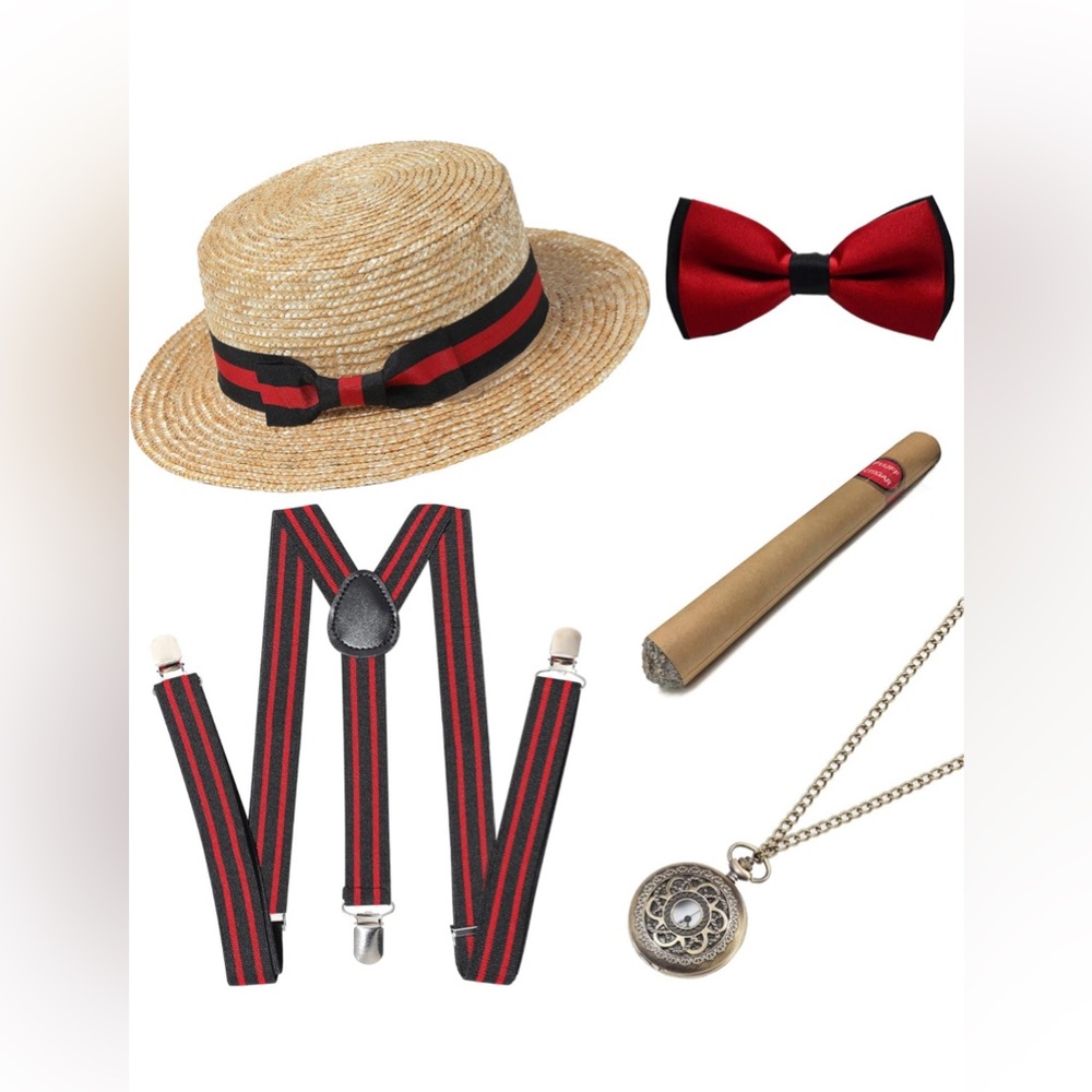 NEW BABEYOND 1920s Gatsby Gangster Costume Accessories Fedora Hat Suspenders